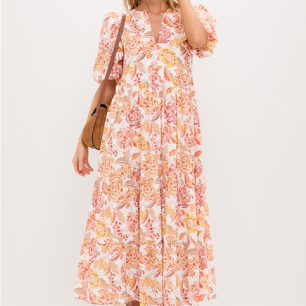 TUCKERNUCK HYACINTH HOUSE SAFFRON FLORAL CISCO MAXI DRESS  SIZE XL